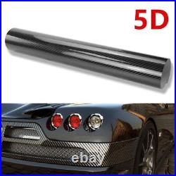 5D Premium HIGH GLOSS Black Carbon Fiber Vinyl Wrap Bubble Free Air Release