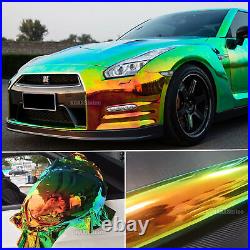 Magic Rainbow Chameleon Mirror Car Glossy Chrome Vinyl Wrap Sticker Air Free US