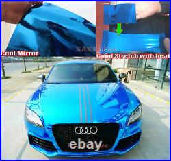 New Gloss Chrome Mirror Vinyl Wrap Sticker Stretchable Car Decal Bubble Free US