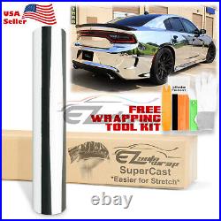 Premium Silver Supercast Chrome Car Vinyl Wrap Sticker Easy Stretch Air Release
