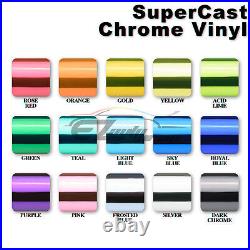 Premium Silver Supercast Chrome Car Vinyl Wrap Sticker Easy Stretch Air Release